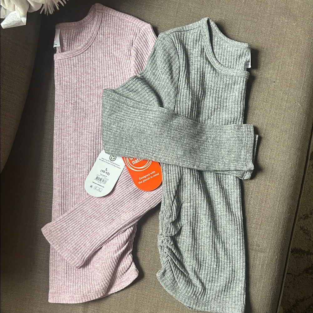 Wonder Nation Pink and Gray Ribbed Sweater Set